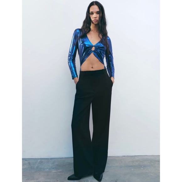 ZARA Cut Out Laminated Bodysuit S NWT - Picture 4 of 13
